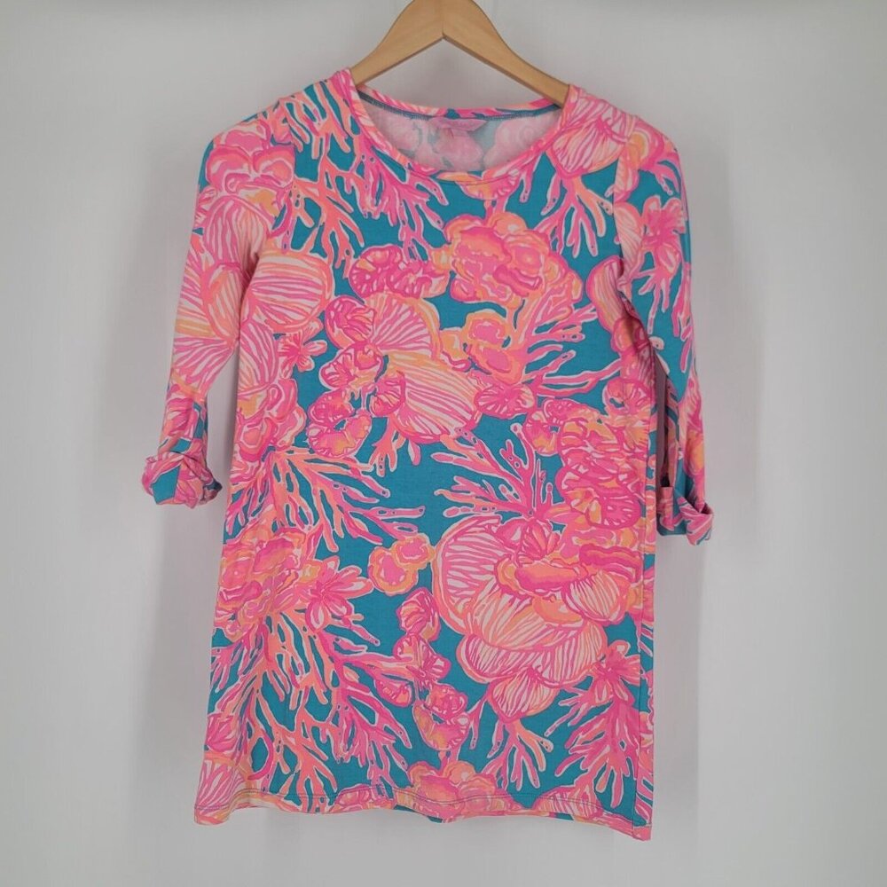 Girls Lilly Pulitzer Little Devon Dress Fan Tastic Sparkling Blue Sz XL (12-14)